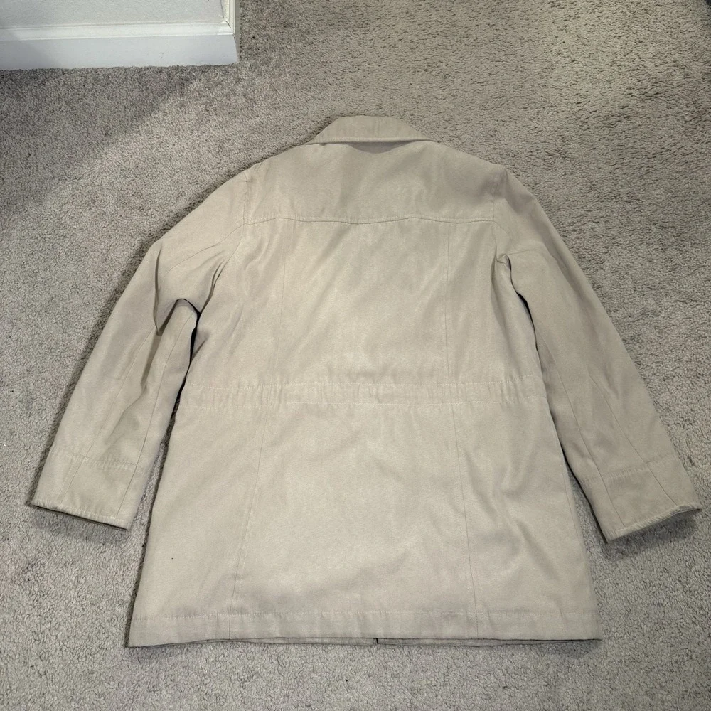 London Fog Women's Lined Microfiber‎ Sueded Zip Front Rain Jacket Sz XS PETITE